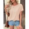 imageATHMILE Womens Tunics Loose Fit Dressy Blouses Summer Short Sleeve Tops with Curved Hem Beach Vacation Clothes for WomenCoral Red