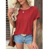 imageATHMILE Womens Tunics Loose Fit Dressy Blouses Summer Short Sleeve Tops with Curved Hem Beach Vacation Clothes for WomenRed