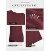 imageATHMILE Womens V Neck Short Sleeve Summer T Shirts Curved Hem Plain Top BeachWinered