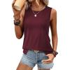 imageATHMILE Tank Top for Women Summer Sleeveless Tops Casual Crewneck Side Split Tank Top Beach Vacation Outfits 2025Wine Red