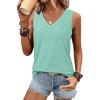 imageATHMILE Women Summer V Neck Tank Top Sleeveless Spring Tee Beach Vacation TopsCyan