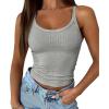 imageATHMILE Women Tank Top Sleeveless Scoop Neck Form Fitting Ribbed Knit Basic Cami Shirts1 Short Length Grey