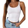 imageATHMILE Women Tank Top Sleeveless Scoop Neck Form Fitting Ribbed Knit Basic Cami Shirts1 Short Length White