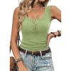 imageATHMILE Women Tank Tops Summer Casual Ribbed Sleeveless Basic Cami Top Slim Henley Button Down Blouses BeachGrass