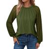 imageATHMILE Womens Long Sleeve Shirts Lace Tops Business Casual Outfits Dressy Fall Fashion BlousesArmygreen
