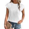 imageATHMILE Womens Short Sleeve Summer Tops Crewneck Textured Shirts Basic T Shirt Casual Work BlousesWhite