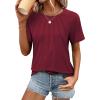 imageATHMILE Womens Summer Tops Trendy Dressy Business Casual Tee Shirts Fashion Knitted Blouses Y2k Outfits 2025 Wine Red