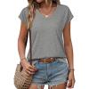 imageATHMILE Womens Summer Tops V Neck Cap Sleeve Tshirts Casual Cute T Shirts Fashion Clothes Vintage Basics TeeGrey