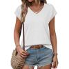 imageATHMILE Womens Summer Tops V Neck Cap Sleeve Tshirts Casual Cute T Shirts Fashion Clothes Vintage Basics TeeWhite