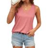 imageATHMILE Womens Tank Top V Neck Flowy Summer Tee Shirts Casual Basic Solid Color Trendy Beach Sleeveless Tops 2025Coral