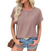 imageATHMILE Womens Tunics Loose Fit Dressy Blouses Summer Short Sleeve Tops with Curved Hem Beach Vacation Clothes for WomenDark Pink
