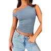 imageWomens Off The Shoulder Tops Summer Shirts Going Out Crop Tank Top Y2K T Corset Tube Cute FashionBlue