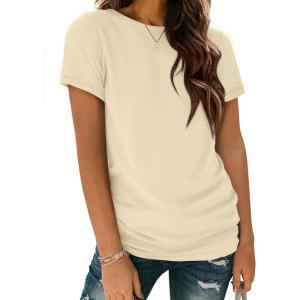 imageATHMILE Womens T Shirt Summer Tops Short Sleeve Fashion School Teachers Clothes 2025 Spring Beach Vacation TrendyCream