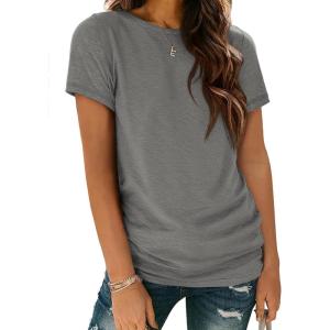 imageATHMILE Womens T Shirt Summer Tops Short Sleeve Fashion School Teachers Clothes 2025 Spring Beach Vacation TrendyGrey