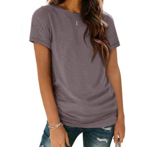 imageATHMILE Womens T Shirt Summer Tops Short Sleeve Fashion School Teachers Clothes 2025 Spring Beach Vacation TrendyGrey Purple