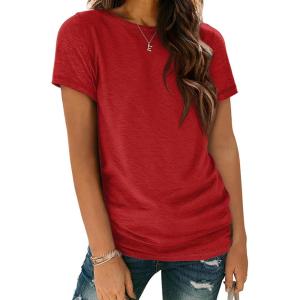 imageATHMILE Womens T Shirt Summer Tops Short Sleeve Fashion School Teachers Clothes 2025 Spring Beach Vacation TrendyRed