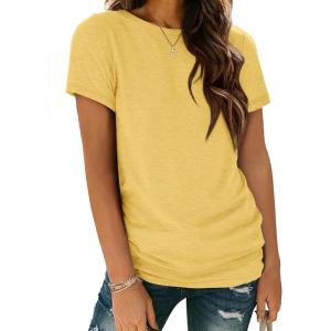 imageATHMILE Womens T Shirt Summer Tops Short Sleeve Fashion School Teachers Clothes 2025 Spring Beach Vacation TrendyYellow