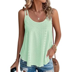 imageATHMILE Womens Tank Tops Sleeveless Summer Top Spaghetti Strap Spring Shirt Loose Fit Beach Vacation 2025 CasualMint Green