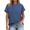 imageATHMILE Oversized Tshirts for Women Business Casual Shirts Loose Fit Short Sleeve Tops Summer Clothes Fashion Outfit 2025Blue