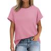 imageATHMILE Oversized Tshirts for Women Business Casual Shirts Loose Fit Short Sleeve Tops Summer Clothes Fashion Outfit 2025Pink