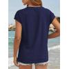 imageATHMILE Tops for Women Trendy Short Sleeve Shirts Dressy Casual Cap Blouses with Curved Hem Summer ClothingNavy Blue