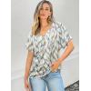 imageATHMILE V Neck T Shirts for Women Summer Tops Soft Casual Short Sleeve Cute Basic Trendy Outfits 2025Multileaf