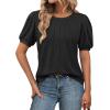 imageATHMILE Womens Cute Summer Tops Puff Short Sleeve Shirts Dressy Blouses Trendy Business Casual OutfitsBlack