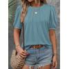 imageATHMILE Womens Cute Summer Tops Puff Short Sleeve Shirts Dressy Blouses Trendy Business Casual OutfitsBlue Green