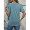 imageATHMILE Womens Cute Summer Tops Puff Short Sleeve Shirts Dressy Blouses Trendy Business Casual OutfitsBlue Green