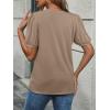 imageATHMILE Womens Cute Summer Tops Puff Short Sleeve Shirts Dressy Blouses Trendy Business Casual OutfitsKhaki