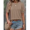 imageATHMILE Womens Cute Summer Tops Puff Short Sleeve Shirts Dressy Blouses Trendy Business Casual OutfitsKhaki