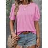 imageATHMILE Womens Cute Summer Tops Puff Short Sleeve Shirts Dressy Blouses Trendy Business Casual OutfitsPink