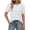 imageATHMILE Womens Cute Summer Tops Puff Short Sleeve Shirts Dressy Blouses Trendy Business Casual OutfitsWhite