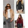 imageATHMILE Womens Mock Turtle Neck Long Sleeve Tops Bodysuit JumpsuitBlack