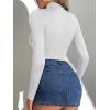 imageATHMILE Womens Mock Turtle Neck Long Sleeve Tops Bodysuit JumpsuitWhite