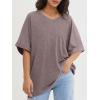 imageATHMILE Womens Oversized T Shirts Loose Fit V Neck Short Sleeve Summer Casual Blouse 2025 Y2K Tee TopsGray Purple