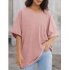 imageATHMILE Womens Oversized T Shirts Loose Fit V Neck Short Sleeve Summer Casual Blouse 2025 Y2K Tee TopsPink
