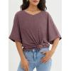 imageATHMILE Womens Oversized T Shirts Loose Fit V Neck Short Sleeve Summer Casual Blouse 2025 Y2K Tee TopsWine Red