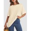 imageATHMILE Womens Oversized T Shirts Summer Tops Spring Casual Loose Fit Workout Short Sleeve 2025 Beach VacationCream