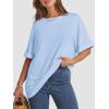 imageATHMILE Womens Oversized T Shirts Summer Tops Spring Casual Loose Fit Workout Short Sleeve 2025 Beach VacationIce Blue