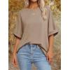 imageATHMILE Womens Oversized T Shirts Summer Tops Spring Casual Loose Fit Workout Short Sleeve 2025 Beach VacationKhaki
