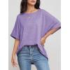 imageATHMILE Womens Oversized T Shirts Summer Tops Spring Casual Loose Fit Workout Short Sleeve 2025 Beach VacationPurple