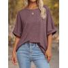 imageATHMILE Womens Oversized T Shirts Summer Tops Spring Casual Loose Fit Workout Short Sleeve 2025 Beach VacationWine Red