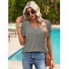 imageATHMILE Womens Summer Shirt V Neck Casual Tshirts Puff Sleeve Tops for Women Trendy 2025 Tunic Solid ColorGrey