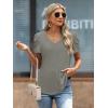 imageATHMILE Womens Summer Shirt V Neck Casual Tshirts Puff Sleeve Tops for Women Trendy 2025 Tunic Solid ColorGrey