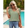 imageATHMILE Womens Summer Shirt V Neck Casual Tshirts Puff Sleeve Tops for Women Trendy 2025 Tunic Solid ColorGrey Green