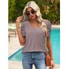 imageATHMILE Womens Summer Shirt V Neck Casual Tshirts Puff Sleeve Tops for Women Trendy 2025 Tunic Solid ColorGrey Purple