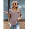 imageATHMILE Womens Summer Shirt V Neck Casual Tshirts Puff Sleeve Tops for Women Trendy 2025 Tunic Solid ColorGrey Purple