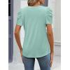 imageATHMILE Womens Summer Shirt V Neck Casual Tshirts Puff Sleeve Tops for Women Trendy 2025 Tunic Solid ColorLake Green