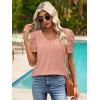 imageATHMILE Womens Summer Shirt V Neck Casual Tshirts Puff Sleeve Tops for Women Trendy 2025 Tunic Solid ColorPink
